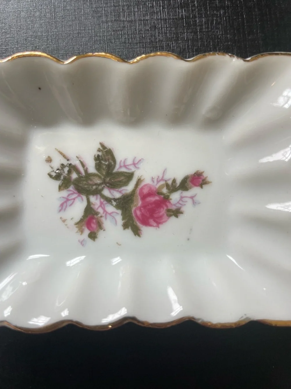 Vtg Porcelain Floral Trinket Dishes & Box Del Coronado Nasco Japan Moss Rose